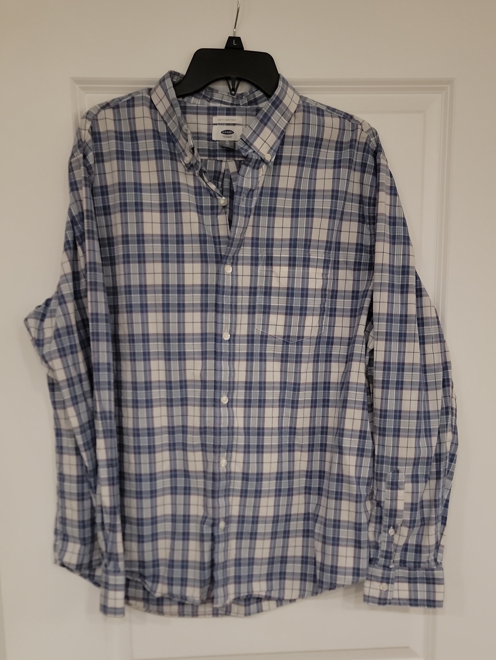 Old Navy Blue and White Plaid Button-Down Shirt